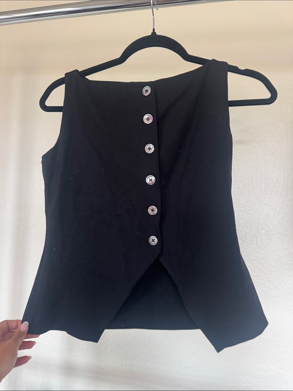 Reformation Black Sleeveless Button-Front Camisole